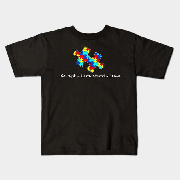 Autism Awareness Puzzle Love T-Shirt Kids T-Shirt by woodsqhn1